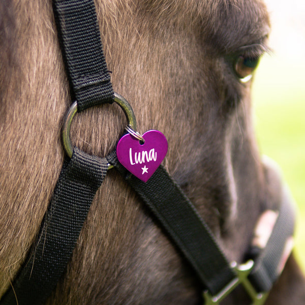 Lila Marke Anhänger Herz "Wunschwort + Symbol" | personalisiert | Geschenk, Geschenkidee, Glücksbringer