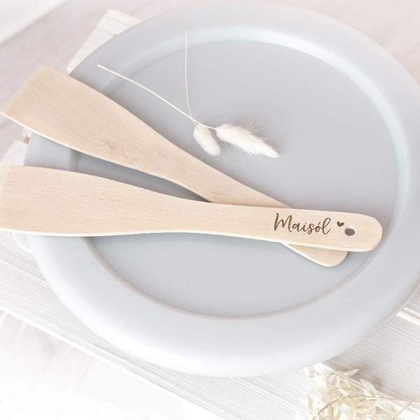 Mashlöffel Holz personalisiert | Design: "Wunschwort + Symbol" | Futter
