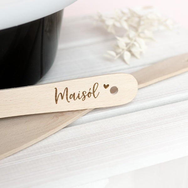 Mashlöffel Holz personalisiert | Design: "Wunschwort + Symbol" | Futter
