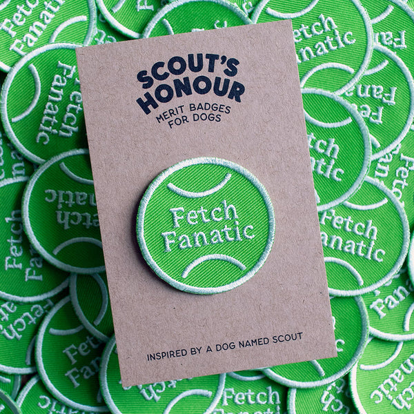 Patch zum Aufbügeln "Fetch Fanatic" | Hunde, Geschenkidee