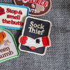 Patch zum Aufbügeln "Sock Thief" | Hunde, Geschenkidee