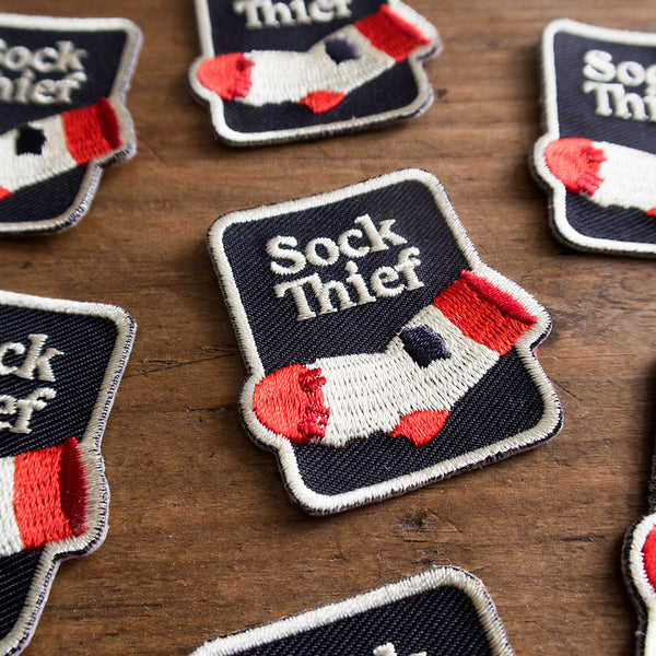 Patch zum Aufbügeln "Sock Thief" | Hunde, Geschenkidee