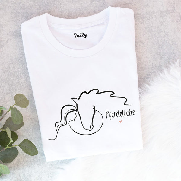 T-Shirt "Pferdeliebe" mit Wunschwort | Design: Lines | personalisiert | Geschenk