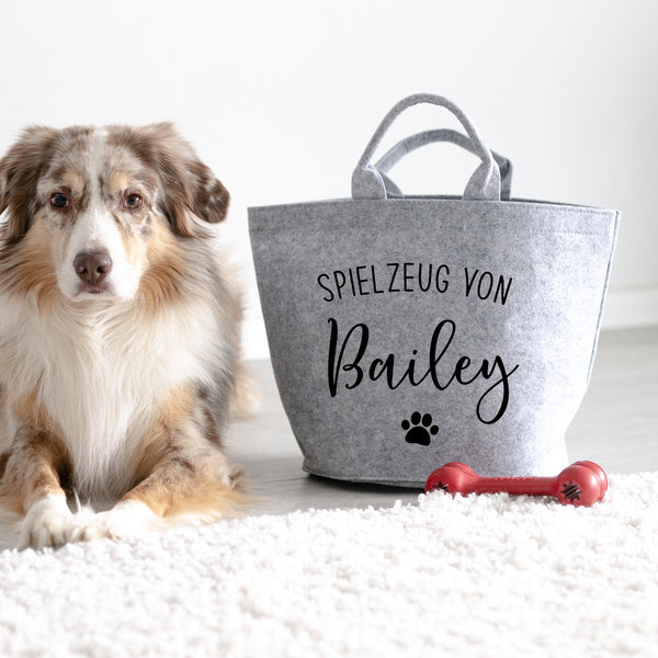 Spielzeug Korb Aufbewahrung personalisiert | Design: "Spielzeug von ..." | Hunde, Geschenk