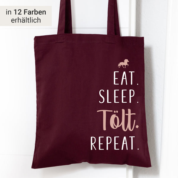 Stofftasche "Eat. Sleep. TÖLT. Repeat." Baumwolle | Einkaufstasche, Beutel | Geschenk