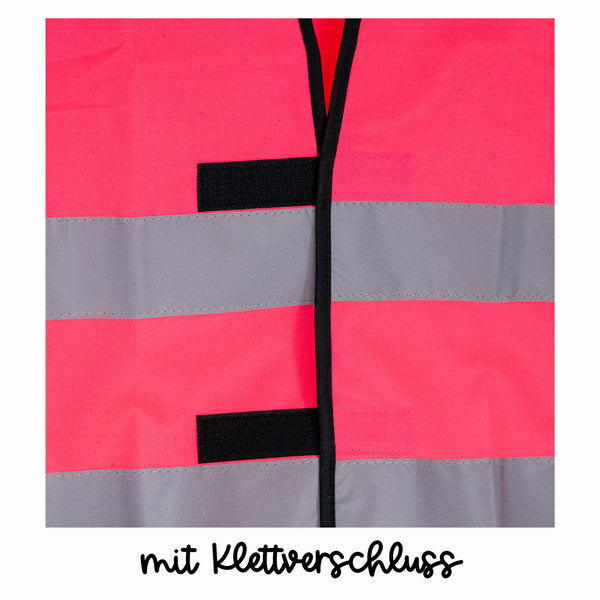 Warnweste Pferd mit Wunschtext personalisiert in Pink | Sicherheit | Erwachsene + Kinder