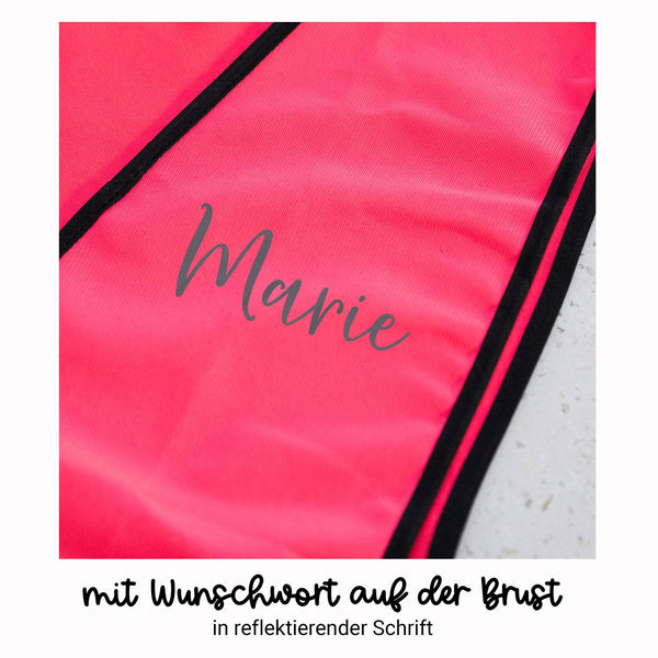 Warnweste Pferd mit Wunschtext personalisiert in Pink | Sicherheit | Erwachsene + Kinder