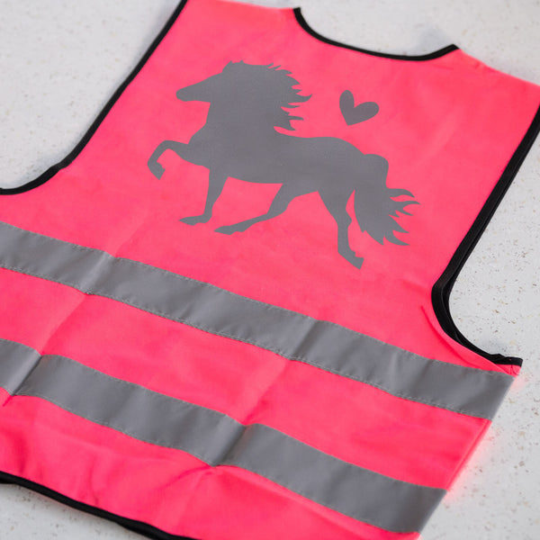 Warnweste Islandpferd mit Wunschtext personalisiert in Pink | Sicherheit | Erwachsene + Kinder
