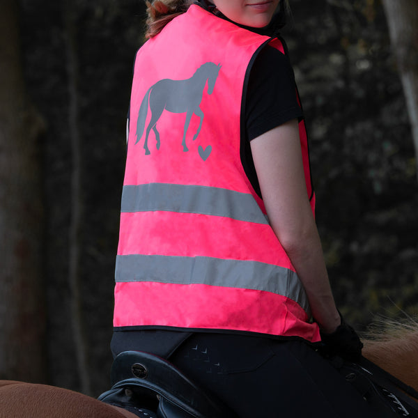 Warnweste Pferd mit Wunschtext personalisiert in Pink | Sicherheit | Erwachsene + Kinder