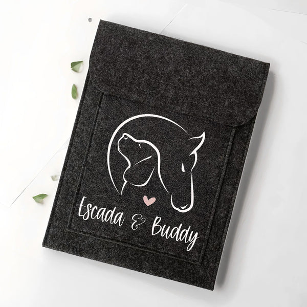 Equidenpass + Heimtierausweis Hülle Design "Hund & Pferd | Anthrazit oder Hellgrau