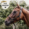 Kentucky Halfter mit Gravur | Leder Halfter Anatomisch Schwarz | Kentucky Horsewear