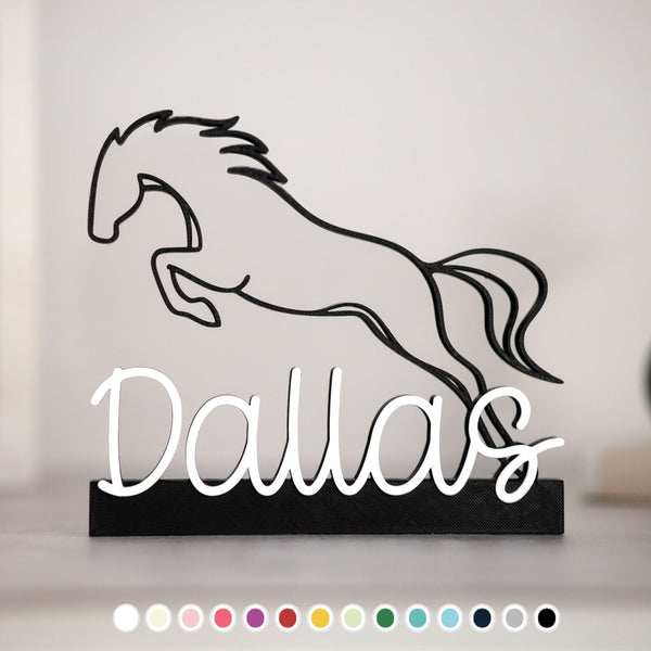 Schriftzug Aufsteller Springpferd mit Name Dekoration | Pferd, Pony | Geschenk, Geschenkidee