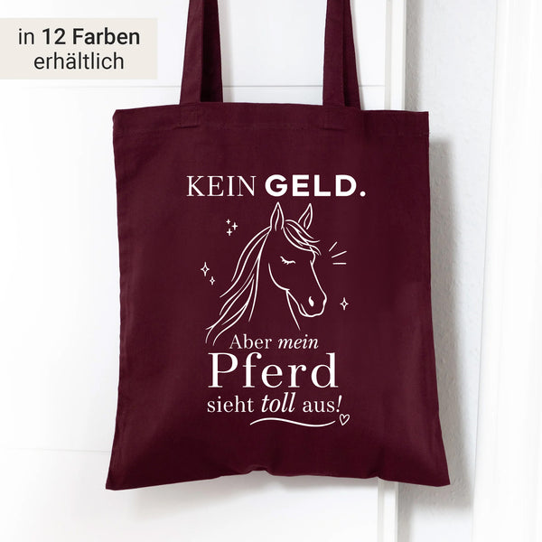 Stofftasche "Kein Geld. Aber mein Pferd sieht toll aus!" Baumwolle | personalisiert | Einkaufstasche, Beutel | Geschenk