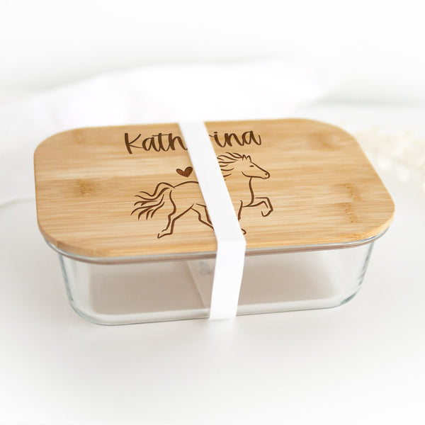 Glas-Lunchbox "Isländer #3" mit Bambusdeckel | personalisiert | Brotdose, Geschenk